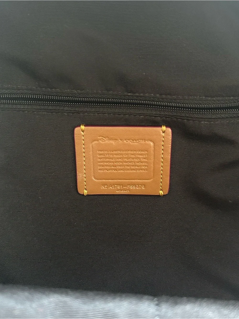 Coach Black Leather Backpack with Mickey Mouse Accent